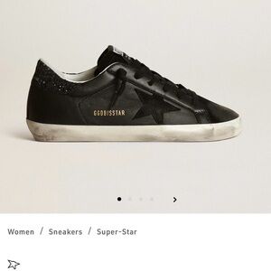 Women’s Super-Star in black nappa with black star and glitter heel tab